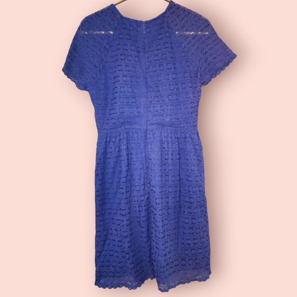 Free People Candy Woven Lace Baby Doll Dress Royal Blue Mini Dress Cotton/Nylon - Picture 2 of 3